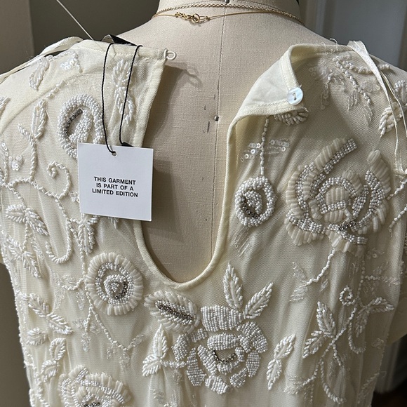 New Zara Embellished Ivory White STUNNING KNIT Bohemian WEDDING BEACH Dress - Picture 8 of 9